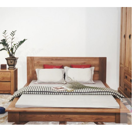 Giường Nhật 03 - 1m8 : Giường Ngủ Gỗ Sồi - Kiểu Bệt